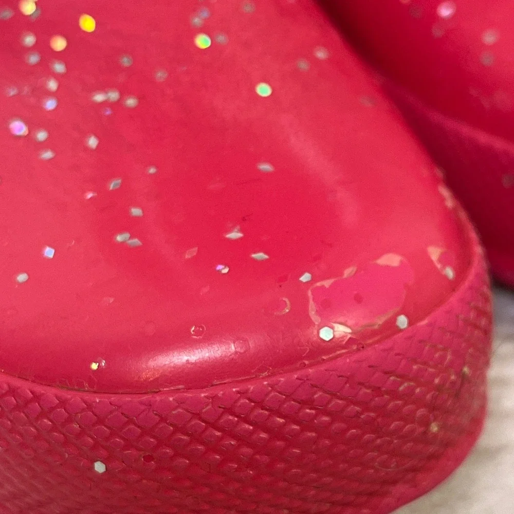 Hunter Kids Pink Glitter Waterproof Rain Boots UK 7 US 8 Toddler Sparkly Boots